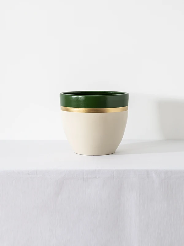 

EWP Saturn Ceramic Gilded Stripes Modern Handmade Special Design Ceramic Flowerpot