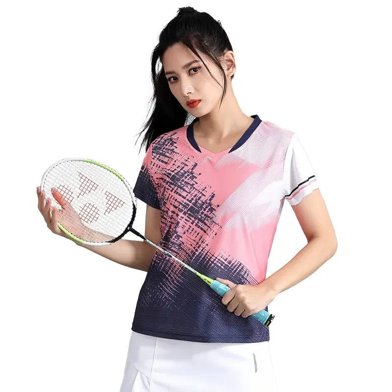 Women Short Sleeve Badminton Shirt Clothing Table Tennis Badminton Clothes Training Ping Pong Quick Dry Shirts Golf