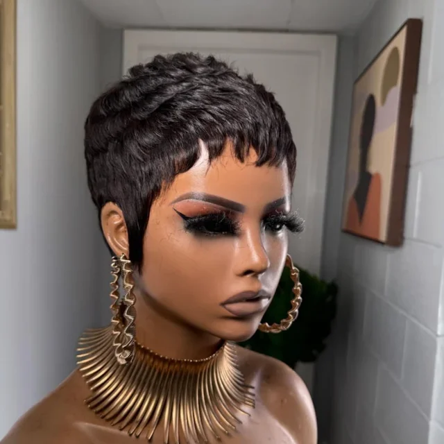 Perruques Pixie pour femmes noires, cheveux synthétiques, perruque Afro Pixie noire, perruques courtes pour femmes noires, perruques courtes bouclées pour femmes 1