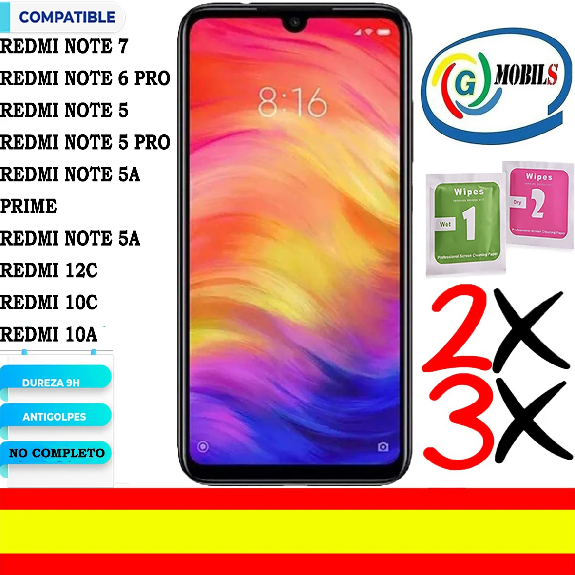 Protezione Dello Schermo Generale Non Completamente Compatibile Xiaomi Redmi Note 7, Redmi Note 6 Pro, Redmi Note 5, Redmi Note 5 Pro, Redmi Note 5A, 