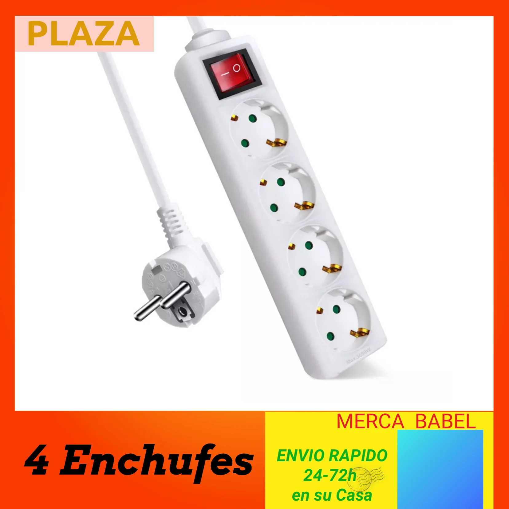 Alargador de enchufe de 1,5 m, 3m y 5m con interruptor, Extensiones de  enchufes europeo para cable eléctrico, ladrones para enchufar, Alargaderas  de Regletas, luz indicadora, protectora de seguridad, blanco, Max.3680W 