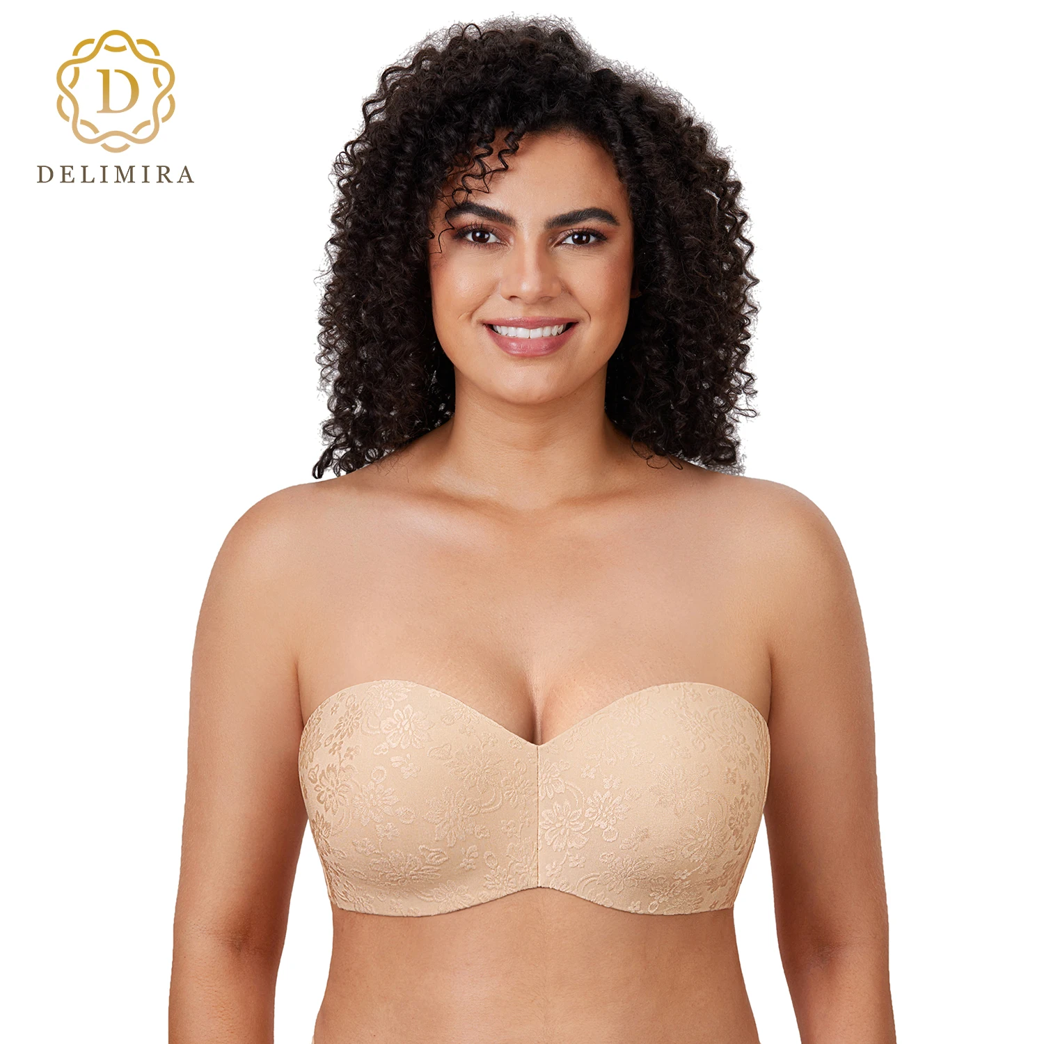 DelimiraWomenPlusSizeMinimizerStraplessBraJacquardUnlined