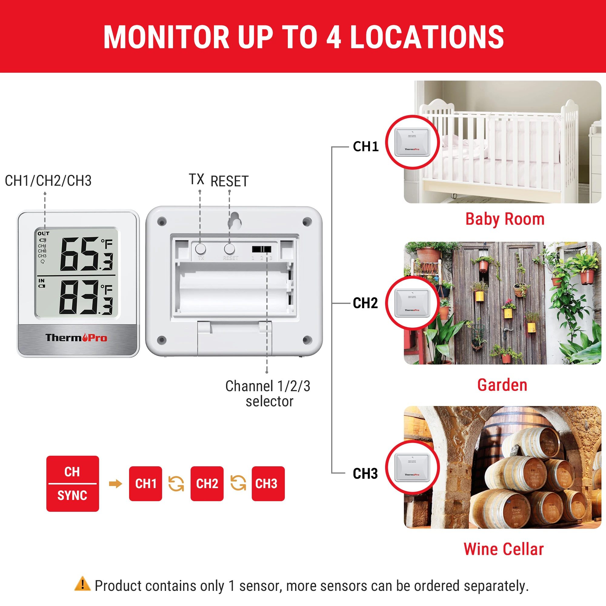 ThermoPro TP200B 150M Remote Range Wireless Digital Indoor Outdoor  Household Thermometer For Home Temperature Monitor