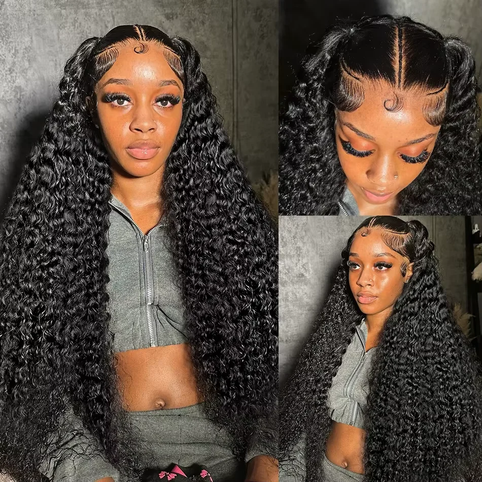 Jerry Curl Frontal Wig 13x4 Hd Lace Curly Wave Wigs Brazilian Hair Natural Hairline PrePlucked 40 Inch Lace Front Human Hair Wig 4
