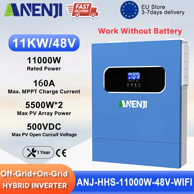 ANENJI 11KW onduleur solaire 48V haute puissance hors/sur réseau onduleur 230VAC double entrée PV intégré 160A MPPT contrôleur de Charge solaire 1