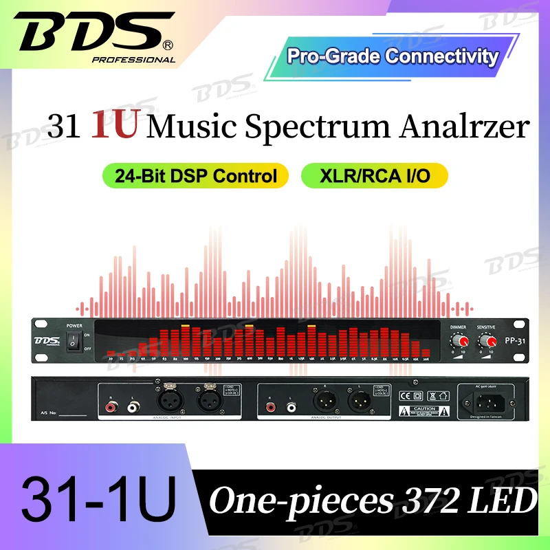 BDS 31 Segment LED Audio Visualizer with Voice Control-Music Spectrum Analyzer Rhythm Light, Full Color Display Studio Equipme