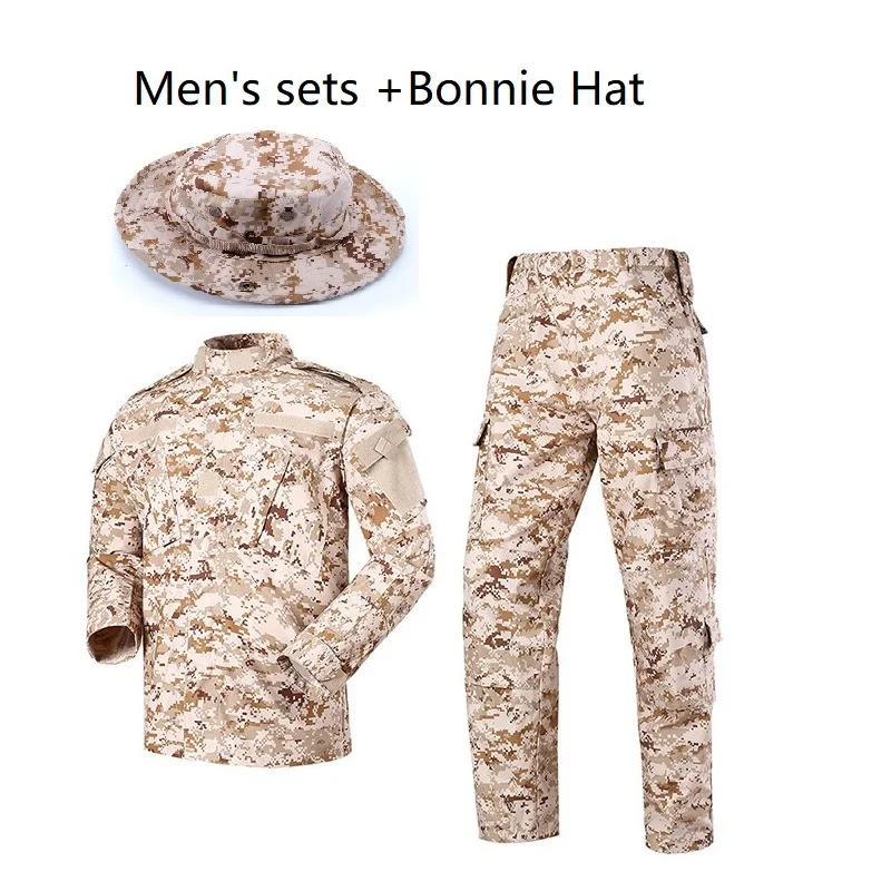 Men's Sets Derset Digital Camouflage  Army Uniform ACU Ribstop Military Uiforms With Bonnie Hat Bucket hat