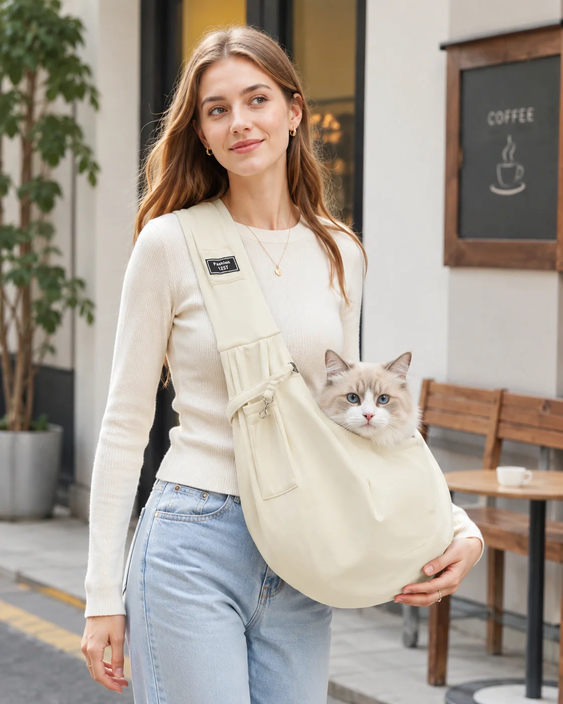 고양이와 소형견을 위한 가벼운 애완동물 슬링 캐리어 가방