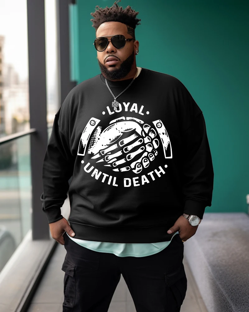 Biggmans Hoodie Plus Size For Men's Clothing Hoodie Balck High street Fashion Printing  Retro Doodle Stars Sweteshirt 7XL 8XL
