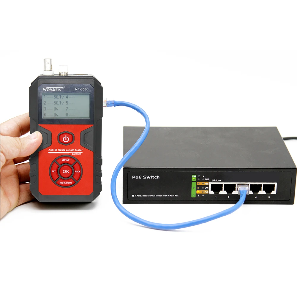 NOYAFA NF-858C 와이어 트래커 네트워크 케이블 테스터 파인더, BNC 측정 케이블 길이, POE 전압 테스트 트레이스, 케이블 라인 로케이터