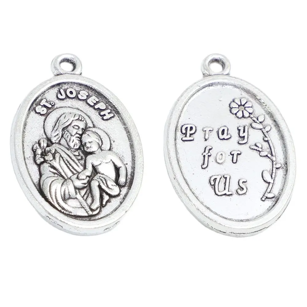 100pcs of St. Joseph with Child Pray For Us Religious Medal Pendant 3