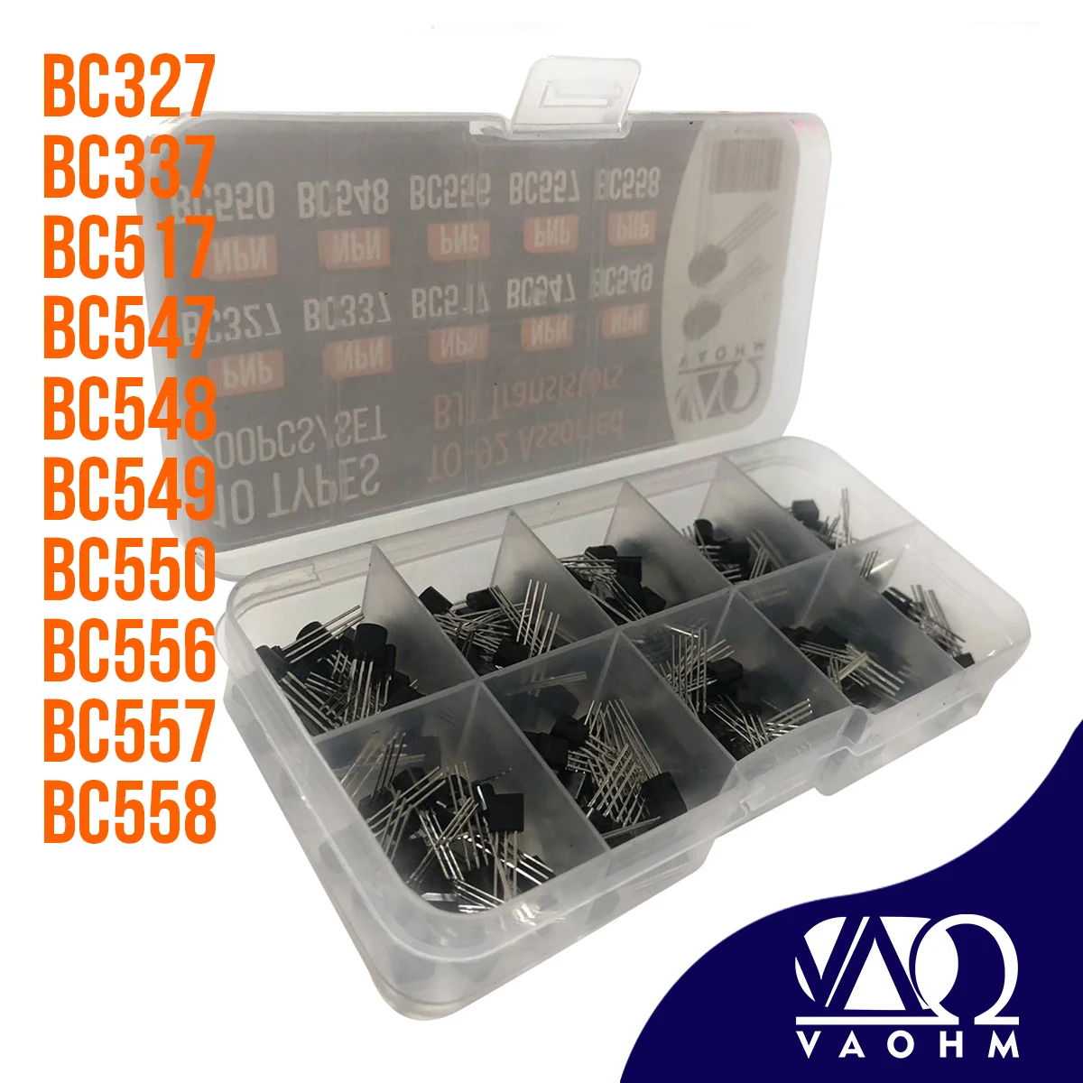 

100PCS/SET BC327 BC337 BC517 BC547 BC548 BC549 BC550 BC556 BC557 BC558 TO-92 Transistor Assortment Kit