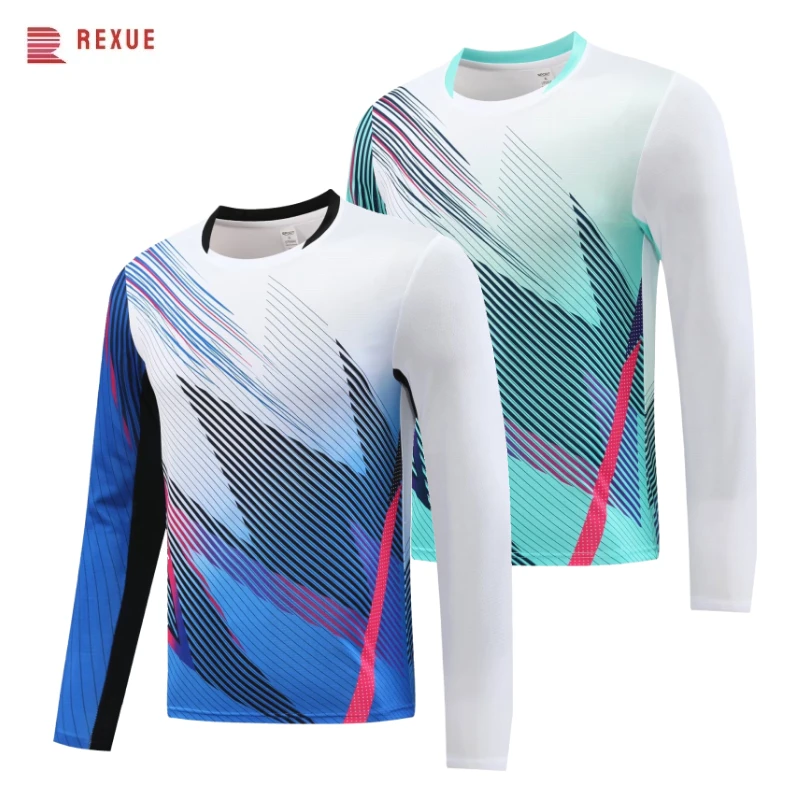 Long Sleeve Badminton Shirt Unisex Table Tennis Jersey V neck Ping Pong Shirt Apparel Men Women Professional Pickleball Clothes