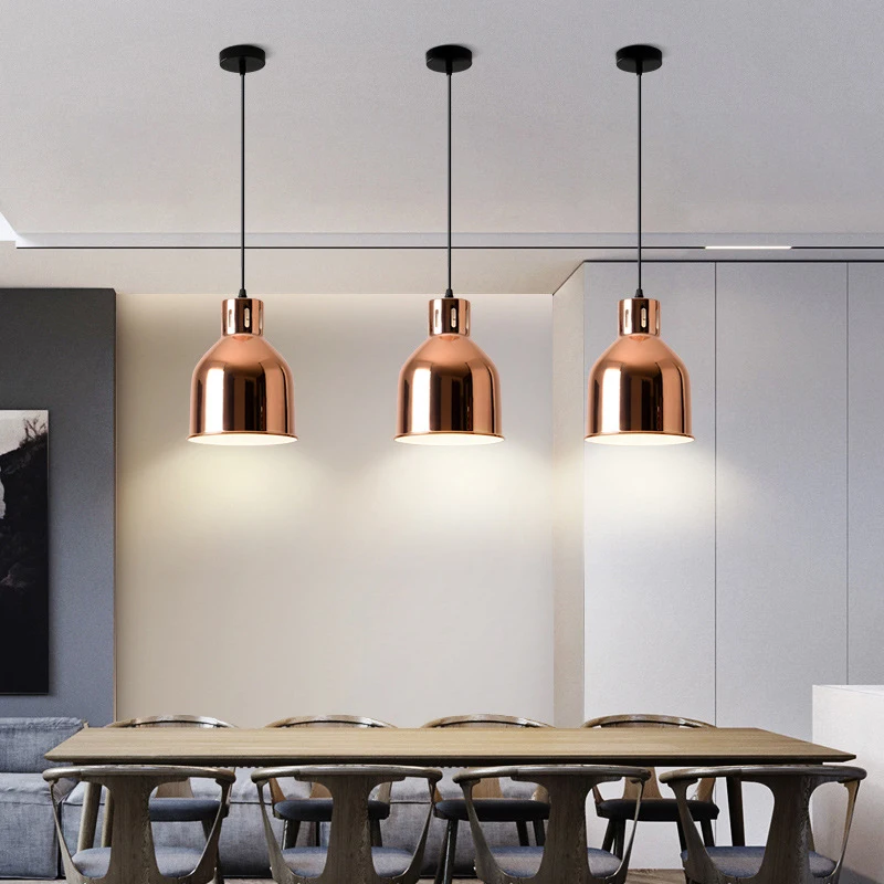Modern Pendant Light Hanging Lamps for Ceiling Living Dining Room Bedroom Kitchen Hall Wrought Iron Rose Gold Lighting Fixture