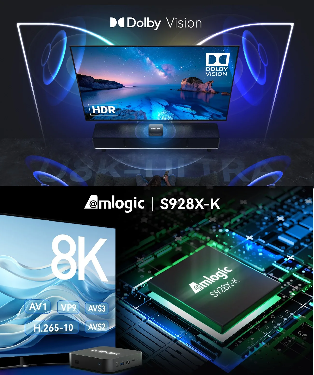 MINIX U8K Android TV ボックス ストリーミング メディア プレーヤー