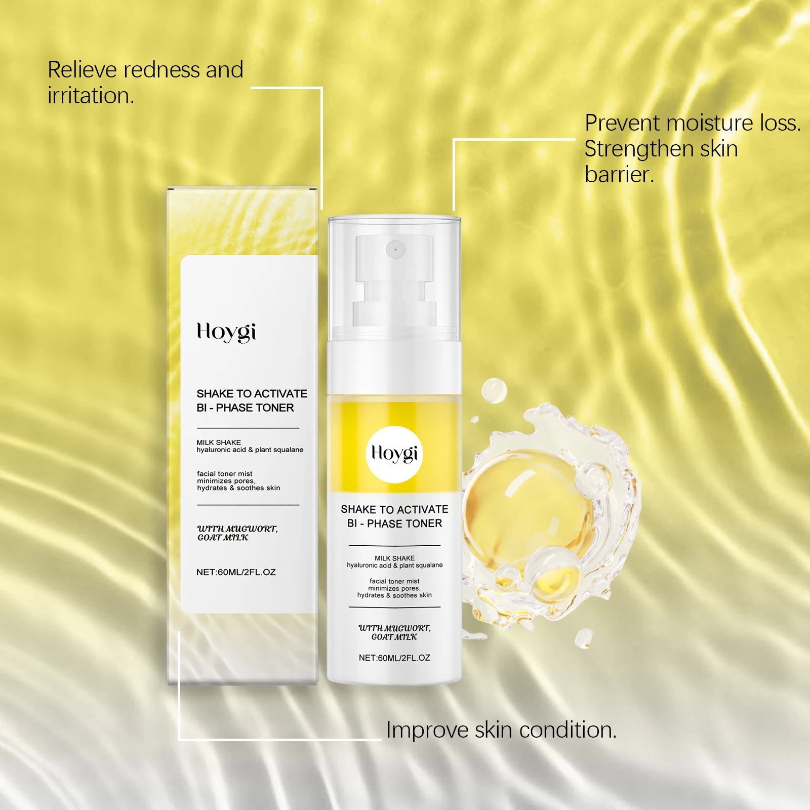 Hoygi Face Hydrating Toner Daily Nourishing Relief Dryness Glowing Skin Oil Control Repair Skin Barrier Soothing Face Toner Mist