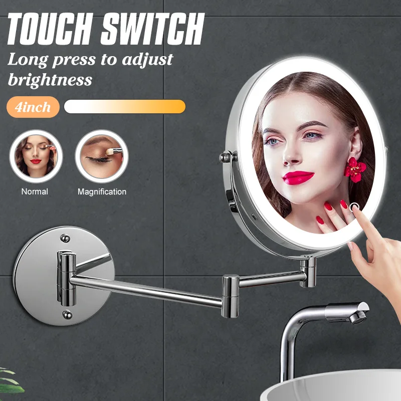 LedMakeupMirrorWithLightFoldingWallVanityMirror3XMagnifying