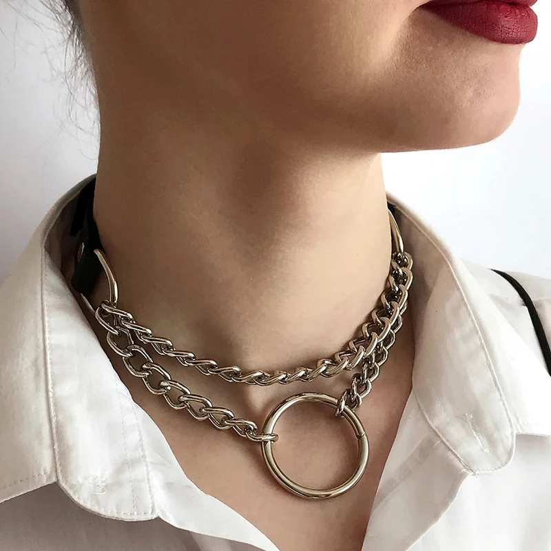 Collier BDSM en cuir et métal avec pendentif cloche de chat, tour