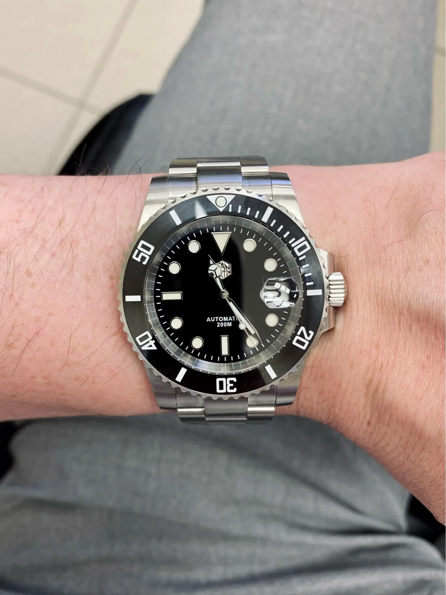 San Martin Diver Water Ghost Luxury Sapphire Crystal Men Automatic Mechanical Watches Ceramic Bezel 20Bar Luminous Date Window