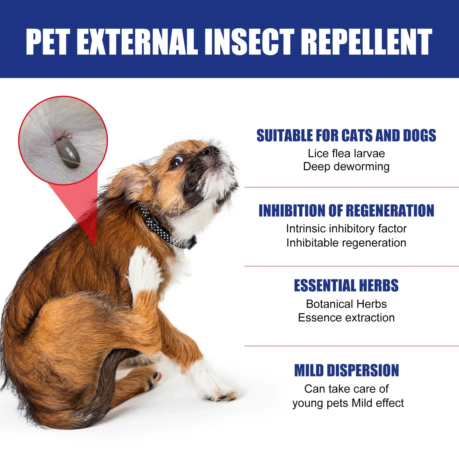 Pet Anti Flea Spray Itch Skin Relief Tick Control Cat Flea Treatment Antiparasite Insect Repellent Soothing Dog Deworming Liquid images - 6