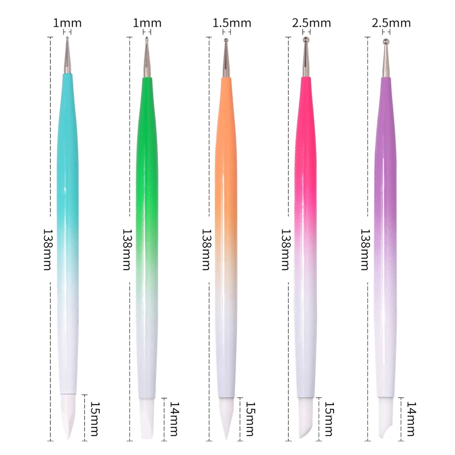 5Pcs Professional Nail Brush Double Head Painting Pen Dotting Tools Art Design Fake Nail Diy Drawing Brushes Manicure 6
