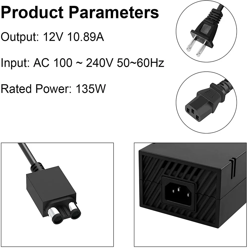 135W Xbox One Power Supply Brick Cord AC Adapter Cord Great Charger Accessory Kit for Microsoft Xbox One ConsoleAuto Voltage