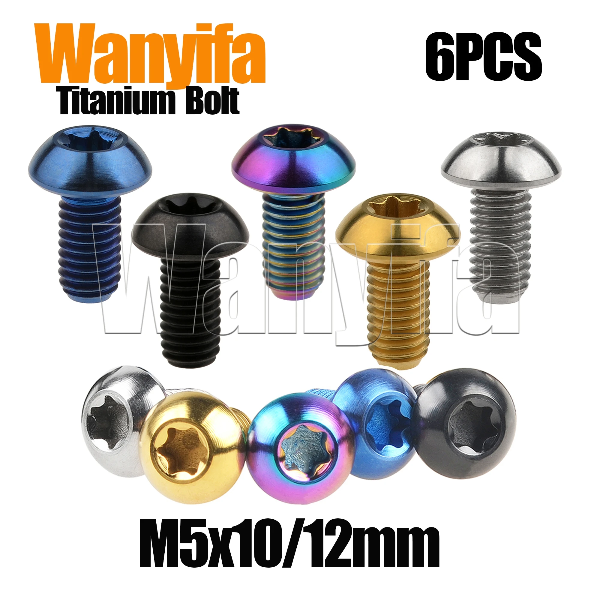 

Wanyifa Titanium Bolt M5x10/12mm T25 Torx Head Disc Brake Screw for MTB Bicylce Part 6Pcs