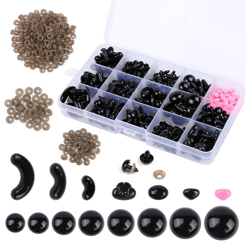 TLKKUE 586pcs 260pcs 566pcs Plastic Eyeballs Safety Eyes and Noses