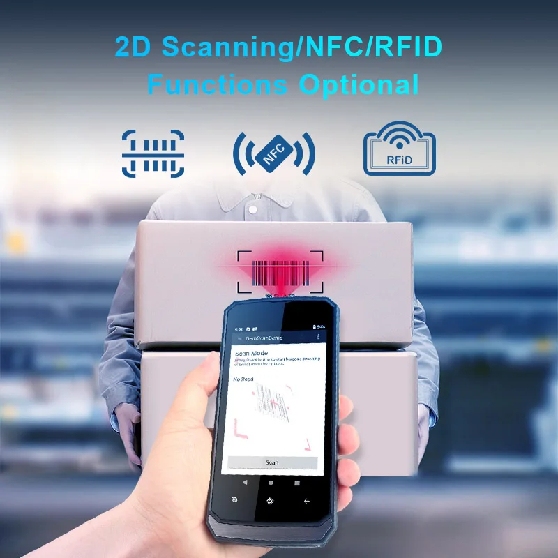 UNIWA M580 Rugged Smartphone IP65 Double Batteries 4GB RAM+64GB ROM 8MP Android 10.0 Barcode 2D Scanner Rugged Handheld PDA NFC