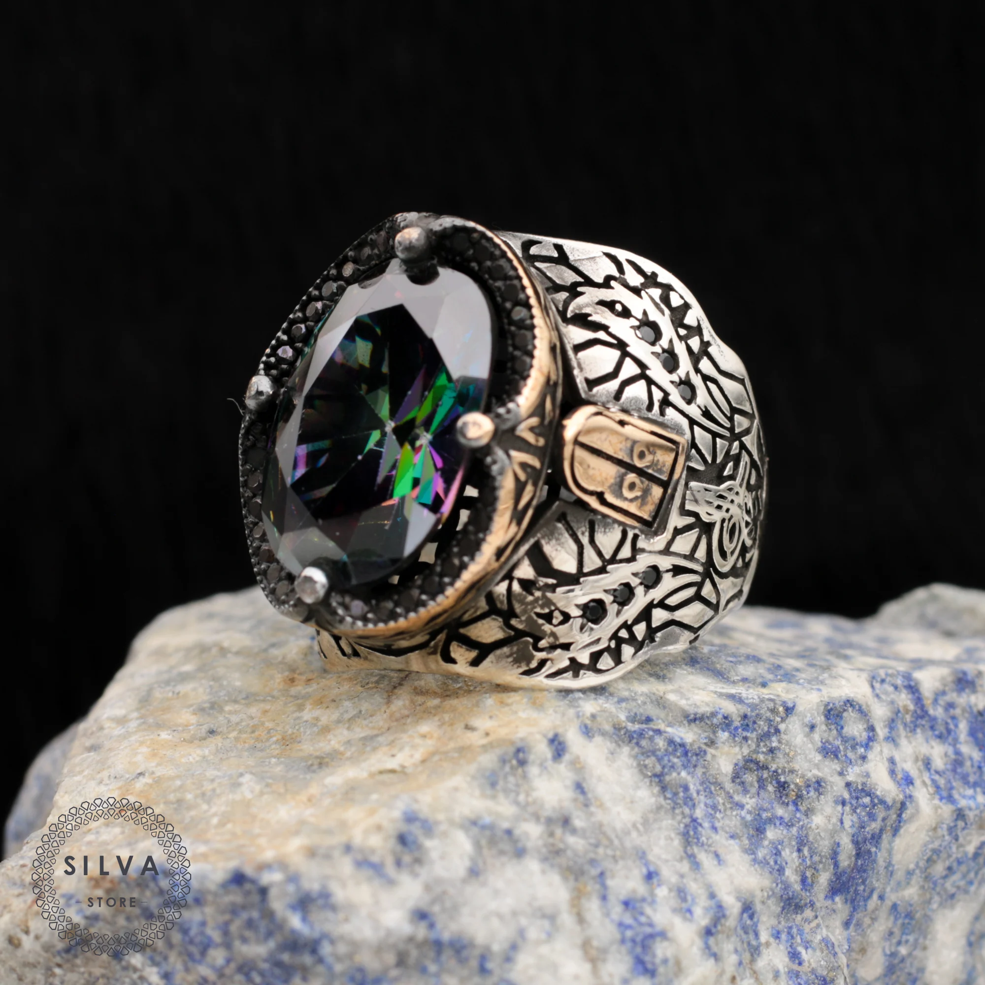 Alexander Mcqueen Stone Ring In Black | ModeSens
