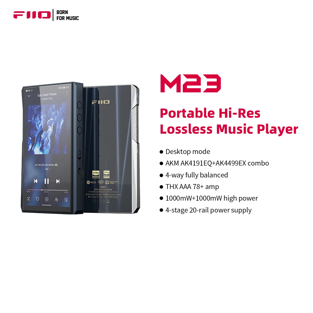 Fiio-ポータブルHi-Fiミュージックプレーヤー,m23,hi-res,hifi
