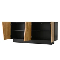Anajqaqia Armoire de rangement 160 cm, buffet avec grand espace de rangement, design géométrique et étagère réglable 6