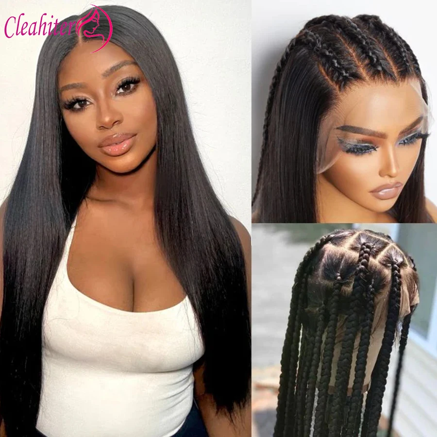 

28Inch Hd Full Lace Human Hair Wig Straight Lace Frontal Wig 180% Density Indian Virgin Hair Natural Color Pre-Plucked Full End