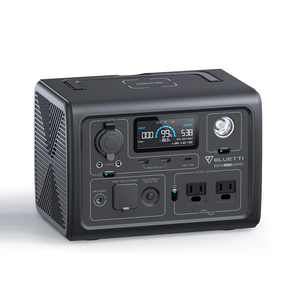 【US Plug】BLUETTI EB3A Portable Power Statio, 268Wh LiFePO4 Battery, Backup 600W AC Outlets, Solar Generator for Outdoor Camping 4