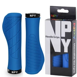 Ergonomic Non-Slip Bicycle Handlebar Grip - Soft Rubber Mountain Bike Cuffs (Blue)