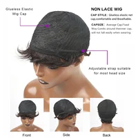 Perruque courte coupe pixie en cheveux humains, couleur noire, ondulée, effet naturel, pour femmes noires 6