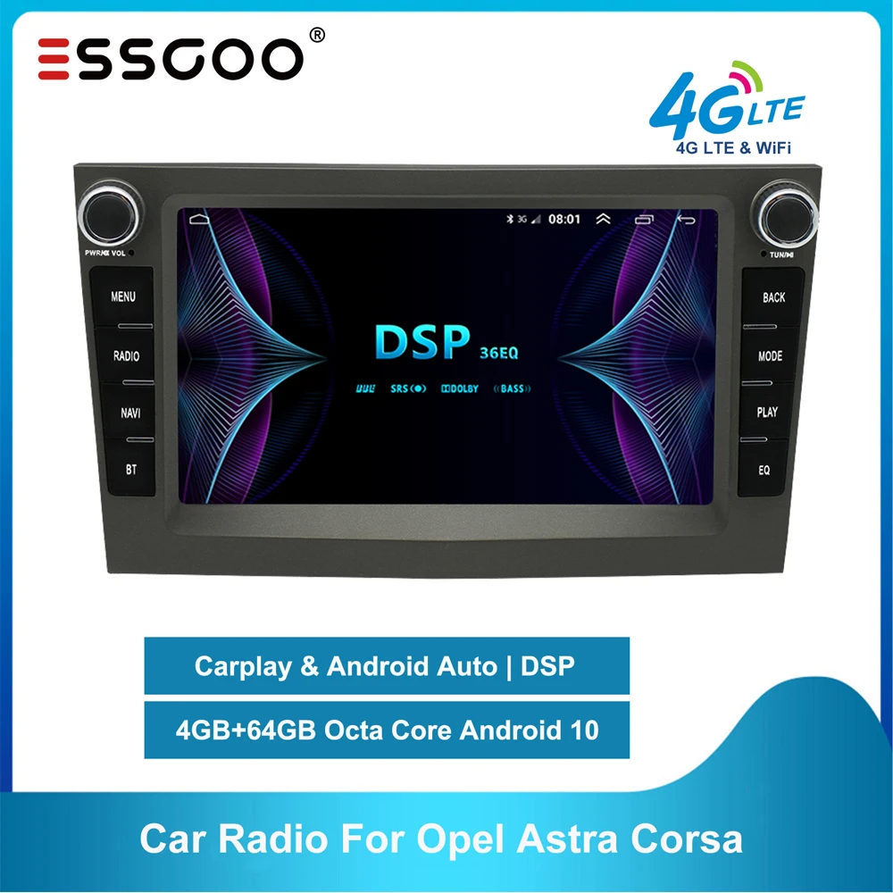 Автомагнитола ESSGOO DSP 4G 2 Din 7 дюймов 64 ГБ Android Авто Carplay RDS AM GPS WiFi MP5 мультимедийный