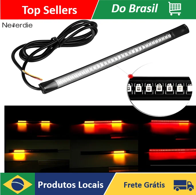 Lanterna De Freio E Pisca Fita 48 Led Moto Custom - Neverdie Store
