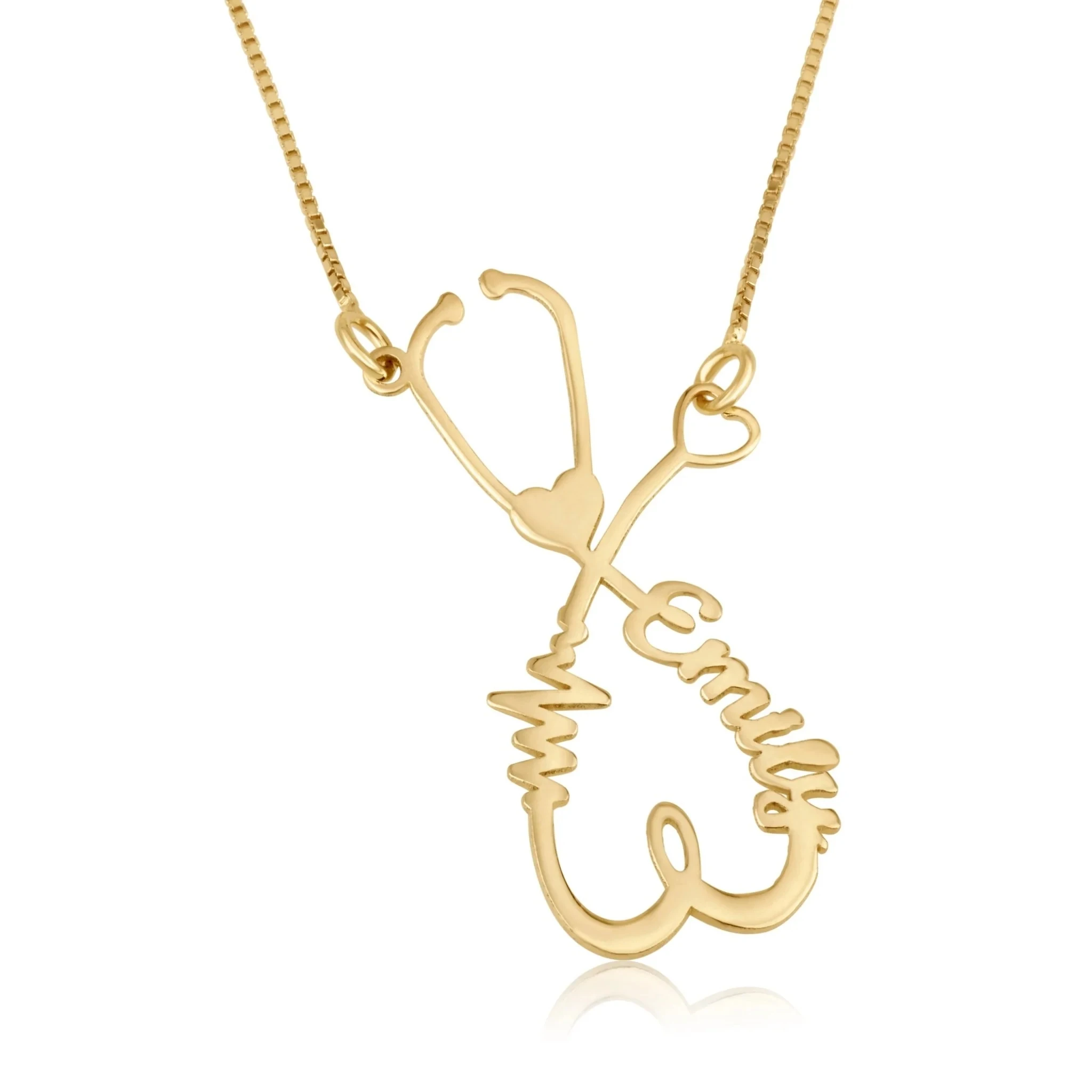 

Ожерелье с именем на заказ, персонализированный стетоскоп с надписью из нержавеющей стали с любовью, ювелирные изделия, подарок на Рождество для нее для медицинской подруги