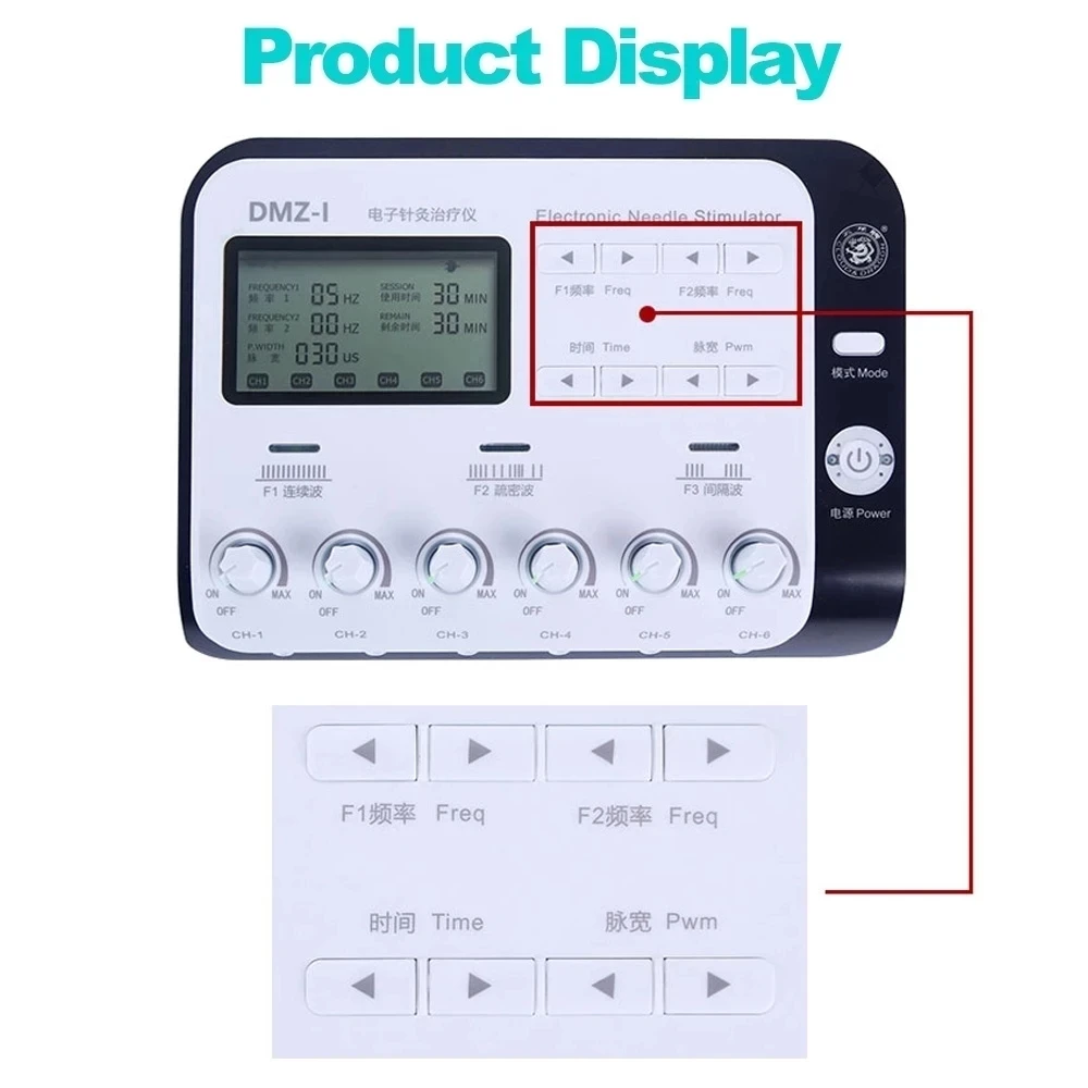 6 Output Channel Electric Muscle Stimulator Electroacupuncture Acupuncture Needle Physiotherapy TENS Machine Relax Massager Pads