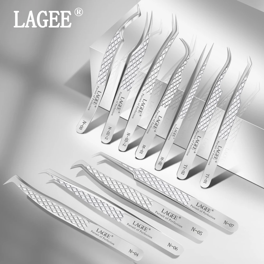 Eyelash Tweezers LAGEE eyelash extension tweezer volume precise diamond grip 420 stainless steel eyebrow makeup