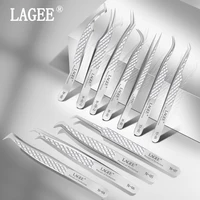 LAGEE eyelash extension tweezer volume precise luxury diamond grip 420 stainless steel high quality eyebrow from nagaraku makeup 1