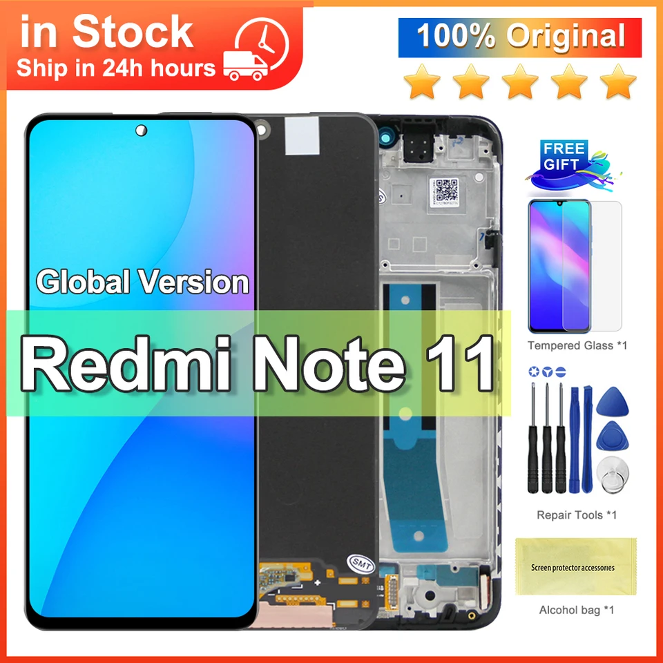 Écran Complet Pour Xiaomi Redmi Note 11/11S 4G - Avec Châssis, Colle Et Outils - Neuf - ILYANN