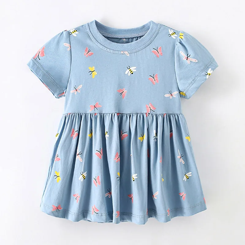 

Mini Dress Tee Quality 100% Combed Cotton Kids Girls t-shirt Baby Girl Clothes 2024 Summer Short Sleeve Tshirt Children Clothing