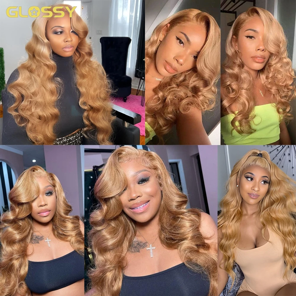 30 Cal miodowo-Blond Body Wave 13x6 Hd przezroczysta koronkowa peruka czołowa bezklejowa brazylijska Blond koronka z przodu peruki z ludzkimi włosami na wyprzedaży