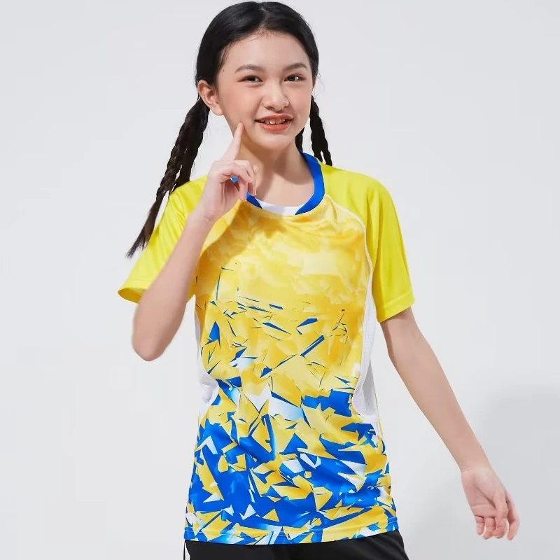 

Children Women Print Table Tennis Shirt Quick Dry Summer Leisure Ping Pong Clothes Kids Female Tennis Badminton Uniform Tees