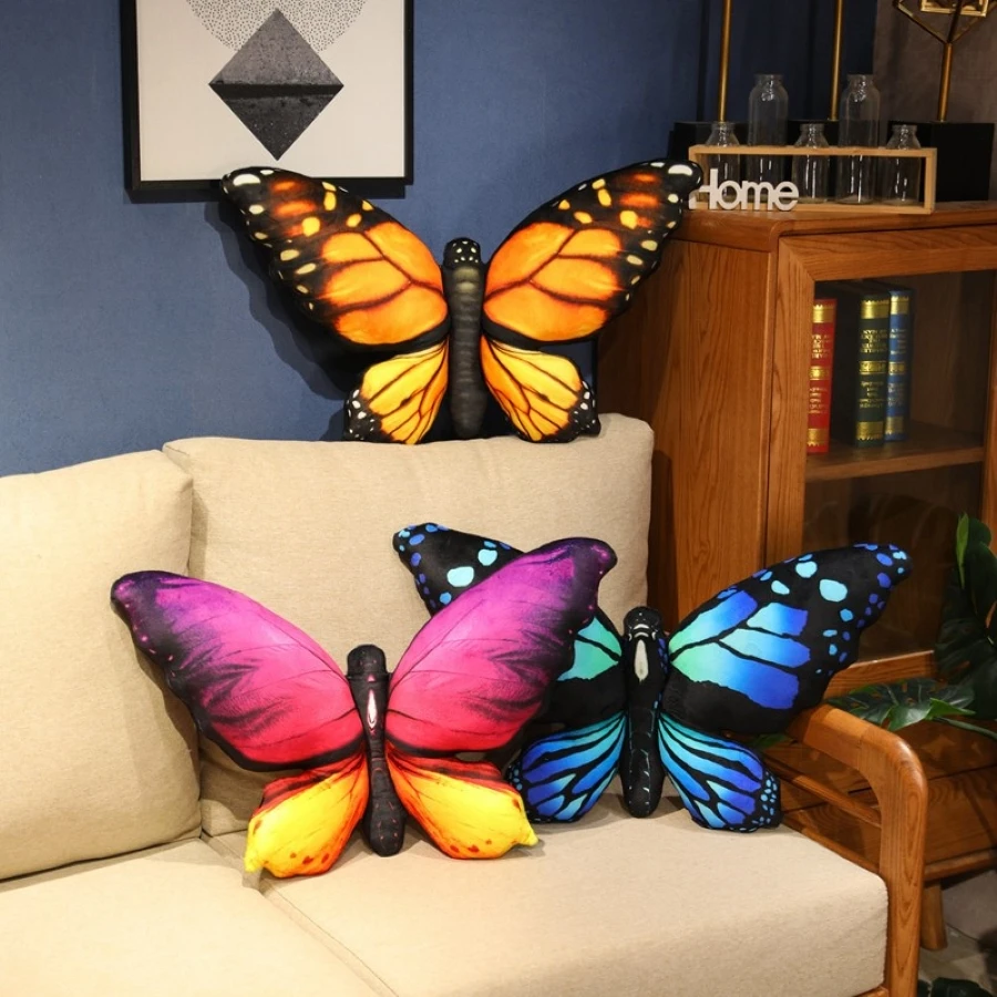Colorful 3D Butterfly Pillow Decorative Animal Throw Pillows Print Accent Pillow Stuffed Cushion Bed Bedroom Couch Room Decor 5