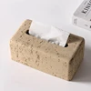 Modern Cave Stone Tissue Box Holder Living Room Contemporary Light Luxury Table Creative Beige Tissue Paper Cover INS 3