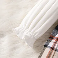 Baby Girls Autumn/Spring Long Sleeve With Bow Elegant Plaid  Streetwear Dress+headband 5