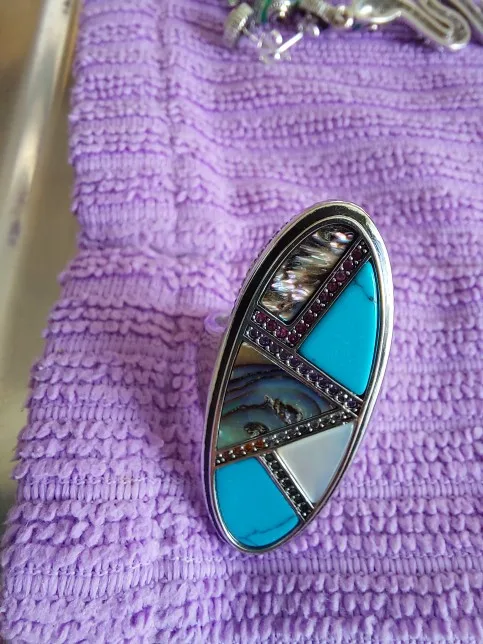 Mystic Mosaic Turquoise Statement Ring – 925 Sterling Silver